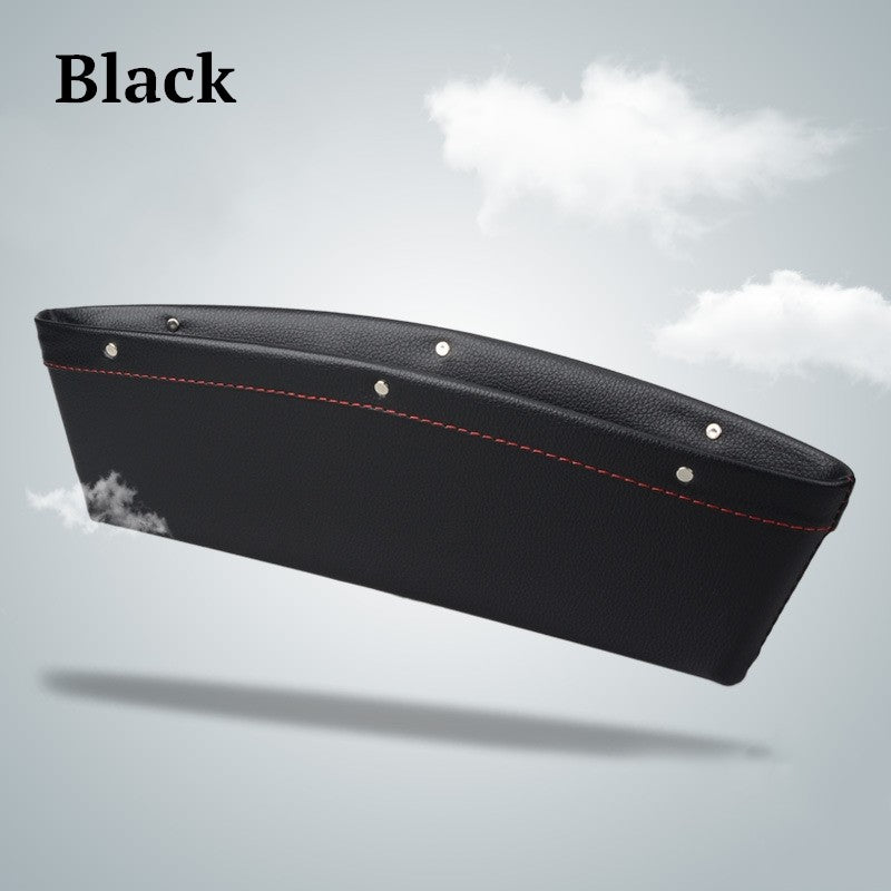 Car Seat Gap Filler & Pocket – Faux Leather (2 Pack, Black)