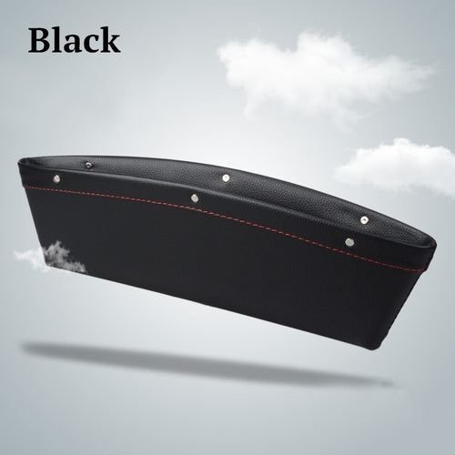 Car Seat Gap Filler & Pocket – Faux Leather (2 Pack, Black)