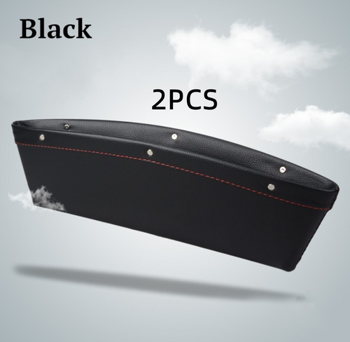 Car Seat Gap Filler & Pocket – Faux Leather (2 Pack, Black)