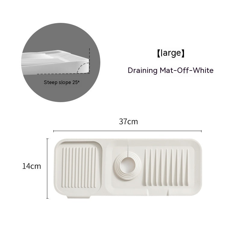 Silicone Faucet Splash Mat – Sink Drip Catcher (Beige, 14.5 in)